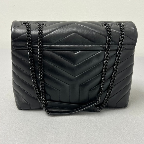 Saint Laurent Loulou Medium YSL Shoulder Bag Quilted Leather Black Designer - Picture 8 of 16